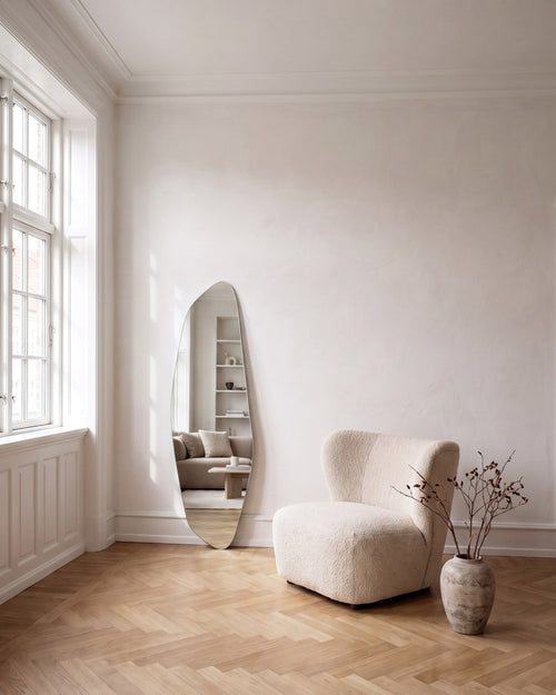Aria Mirror | 140 × 35 cm in a bright Scandinavian interior