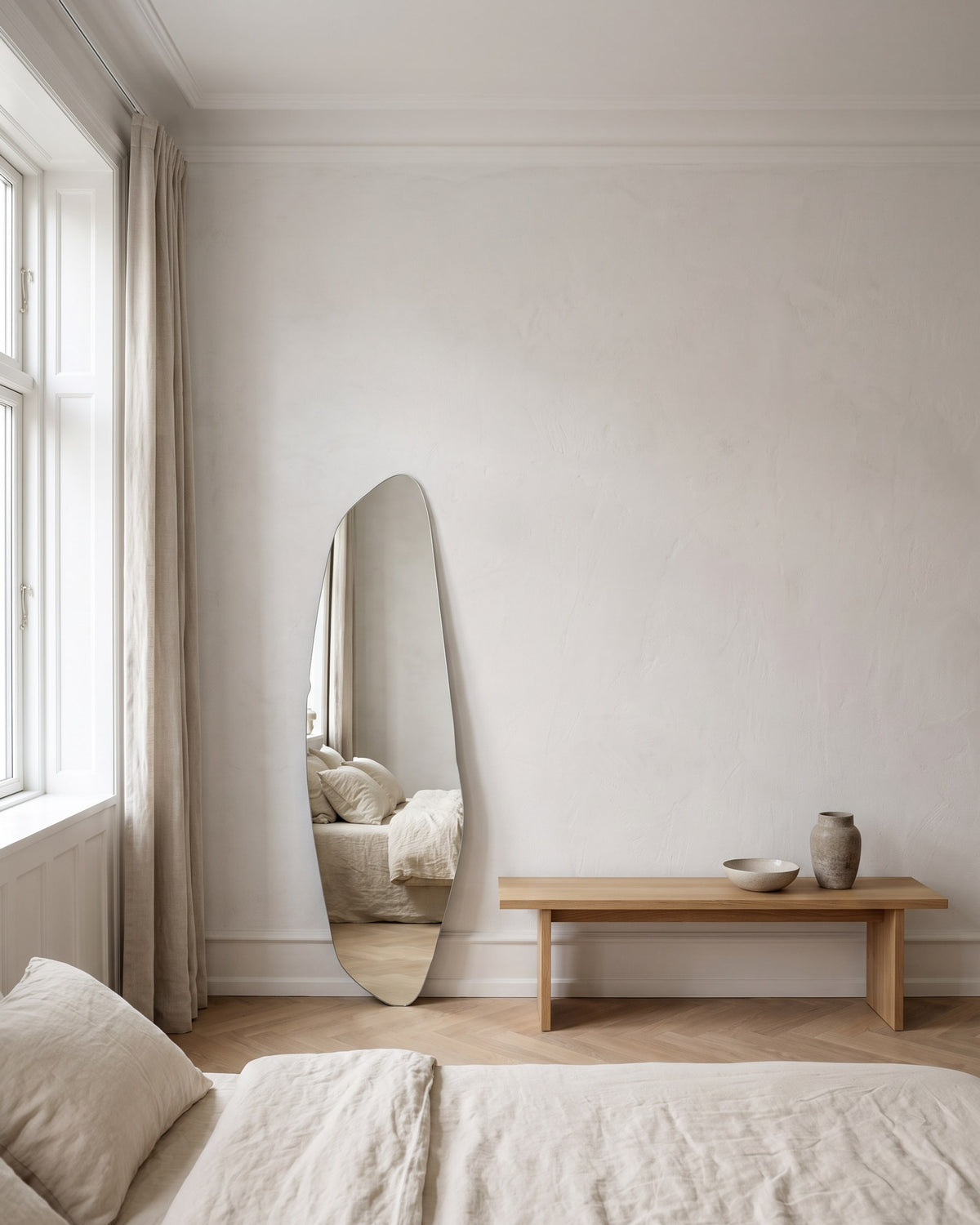 Aria Mirror | 140 × 35 cm in a bright Scandinavian interior