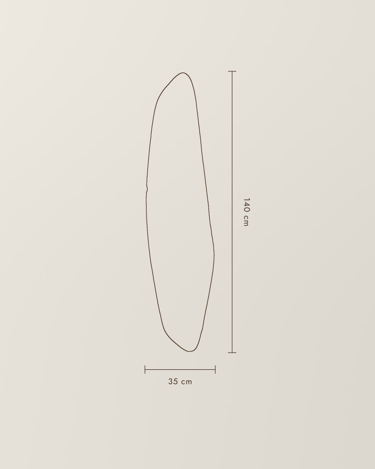 Aria Mirror | 140 × 35 cm – dimension drawing