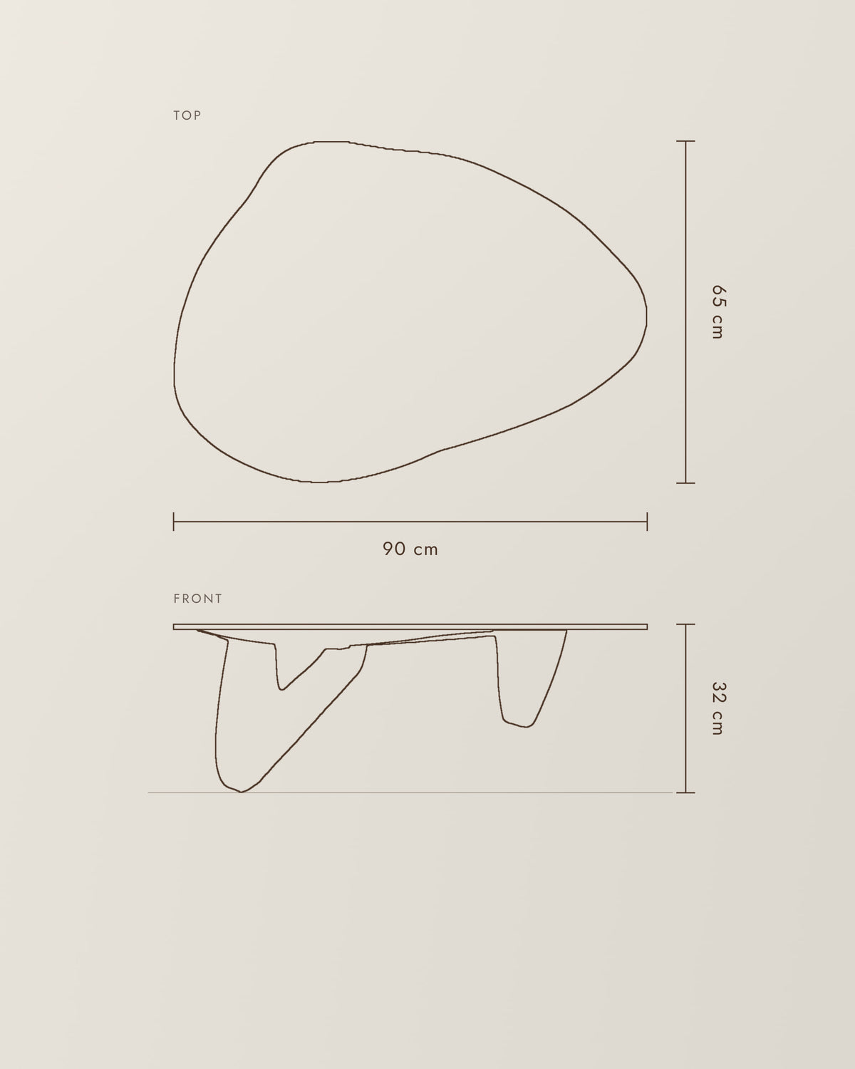 Elara Coffee Table – dimension drawing