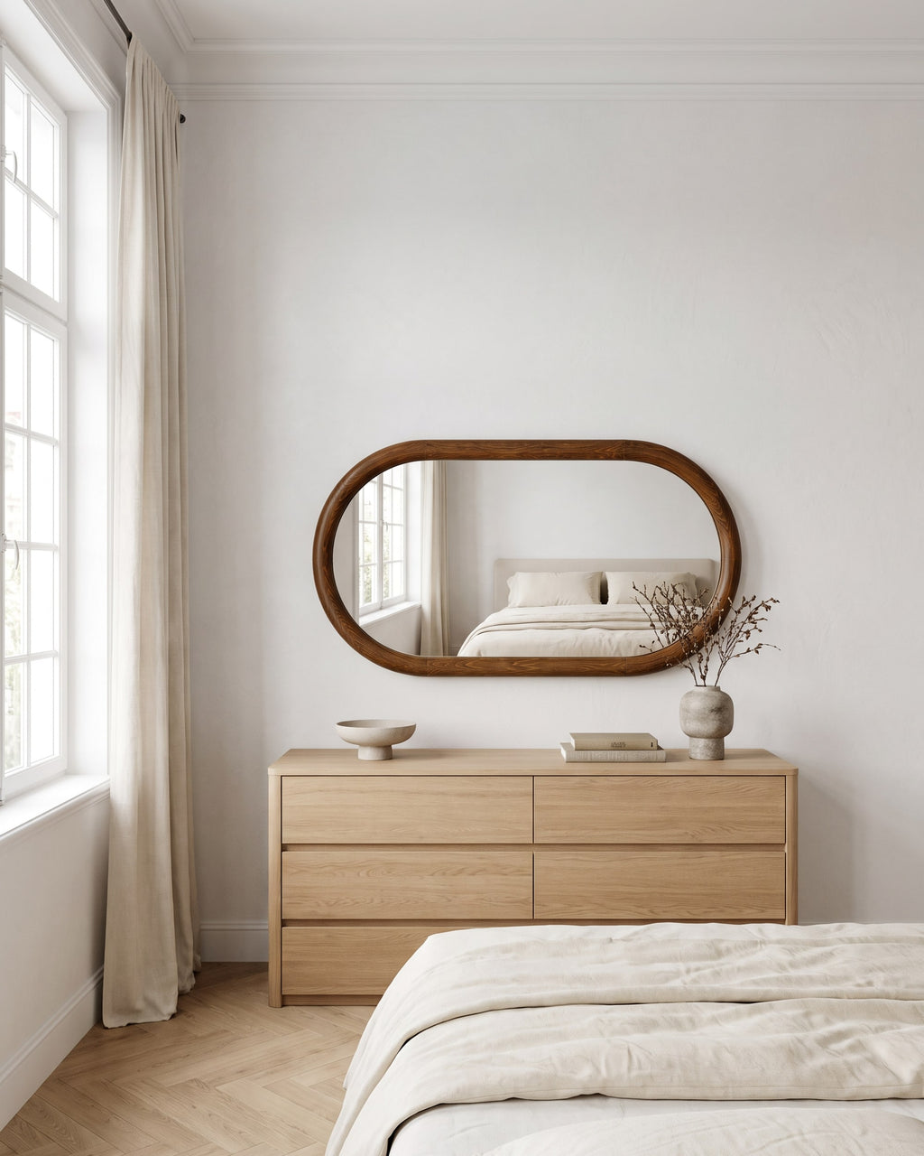Specchio Ambra | 108 × 67 cm in un luminoso interno scandinavo
