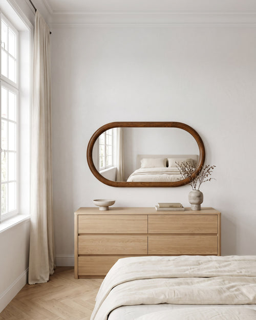 Ambra Mirror | 108 × 67 cm in a bright Scandinavian interior