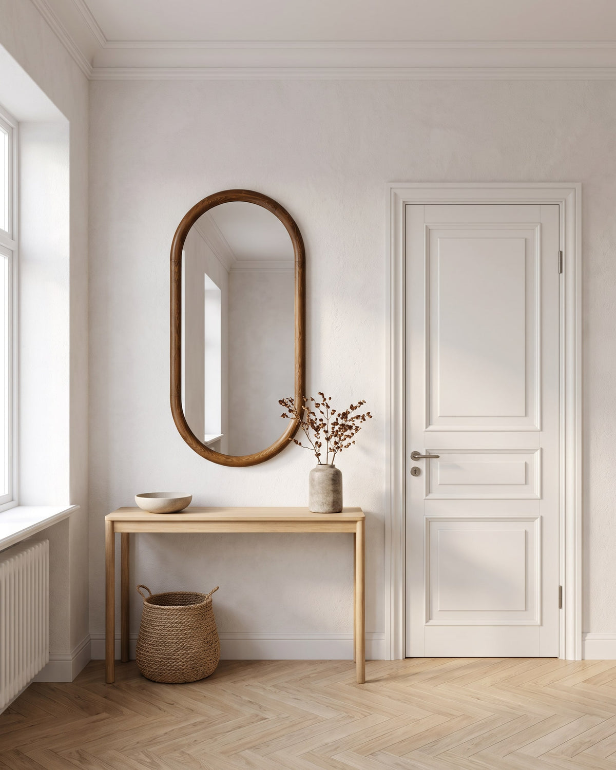 Ambra Mirror | 108 × 67 cm in a bright Scandinavian interior