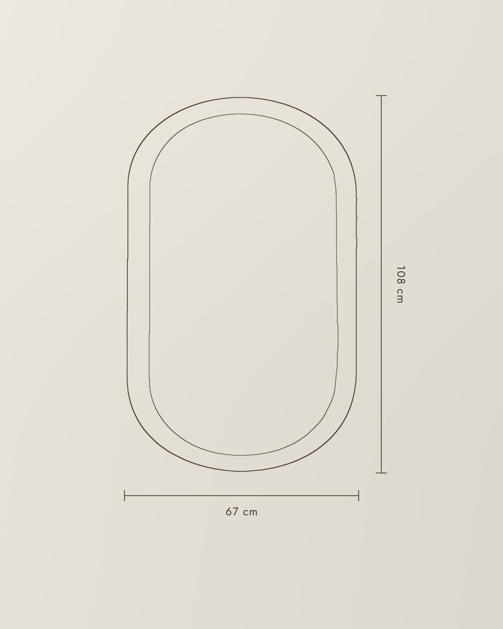 Specchio Ambra | 108 × 67 cm – disegno con le dimensioni